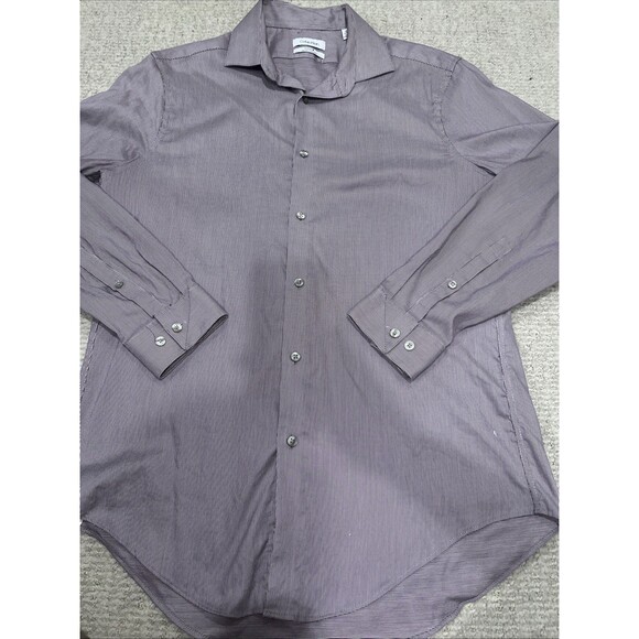 Calvin Klein Shirt Mens M 15.5 32/33 Steel+ Slim Fit Stretch Non-Iron Check - Picture 1 of 8
